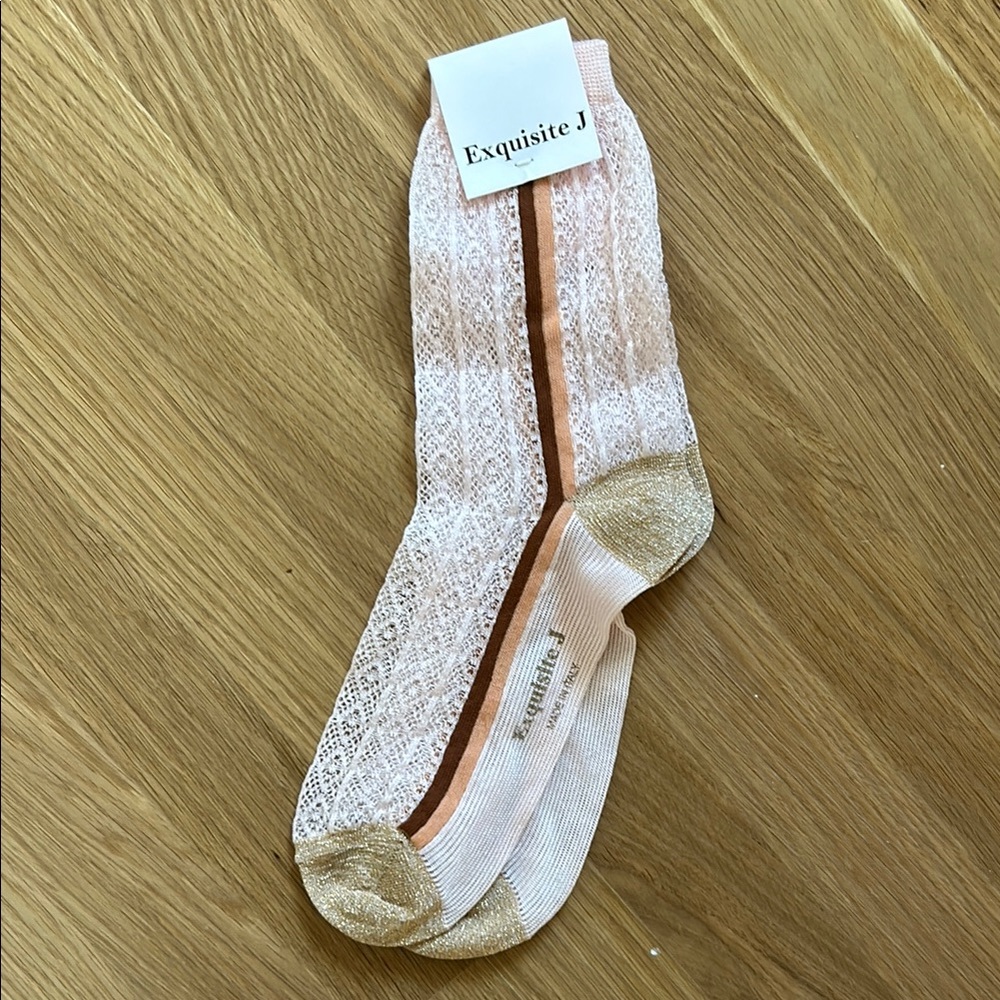Lace Socks - Cream and Gold